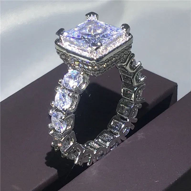 Choucong Винтажное кольцо Pave Установка 5А Циркон Cz 925 пробы серебро обручальное кольцо кольца набор для женщин Свадебные ювелирные изделия - Цвет основного камня: 1