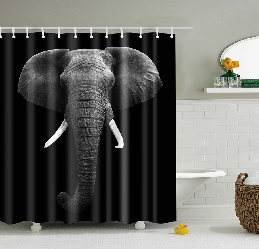 Deisgn мультфильм слон занавеска для душа Водонепроницаемый полиэстер ткань занавеска для ванной комнаты с 12 Крючки ПВХ 1 шт./партия