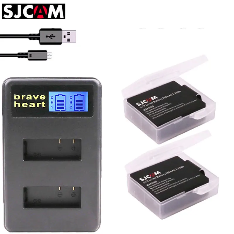 6x спортивной экшн-камеры SJCAM sj4000 Eken H9 GIT-LB101 GIT батарея sj5000 sj6000 sj7000 SJ8000 SJ9000 батарея+ двойной ЖК-дисплей зарядное устройство для спортивной экшн-камеры sjcam sj 4000 - Цвет: charger and 2battery