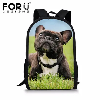 

FORUDESIGNS French Bulldog Printing School Bags Teenager Girls Boys Schoolbag Students Book Rucksacks Kids Casual School Bags