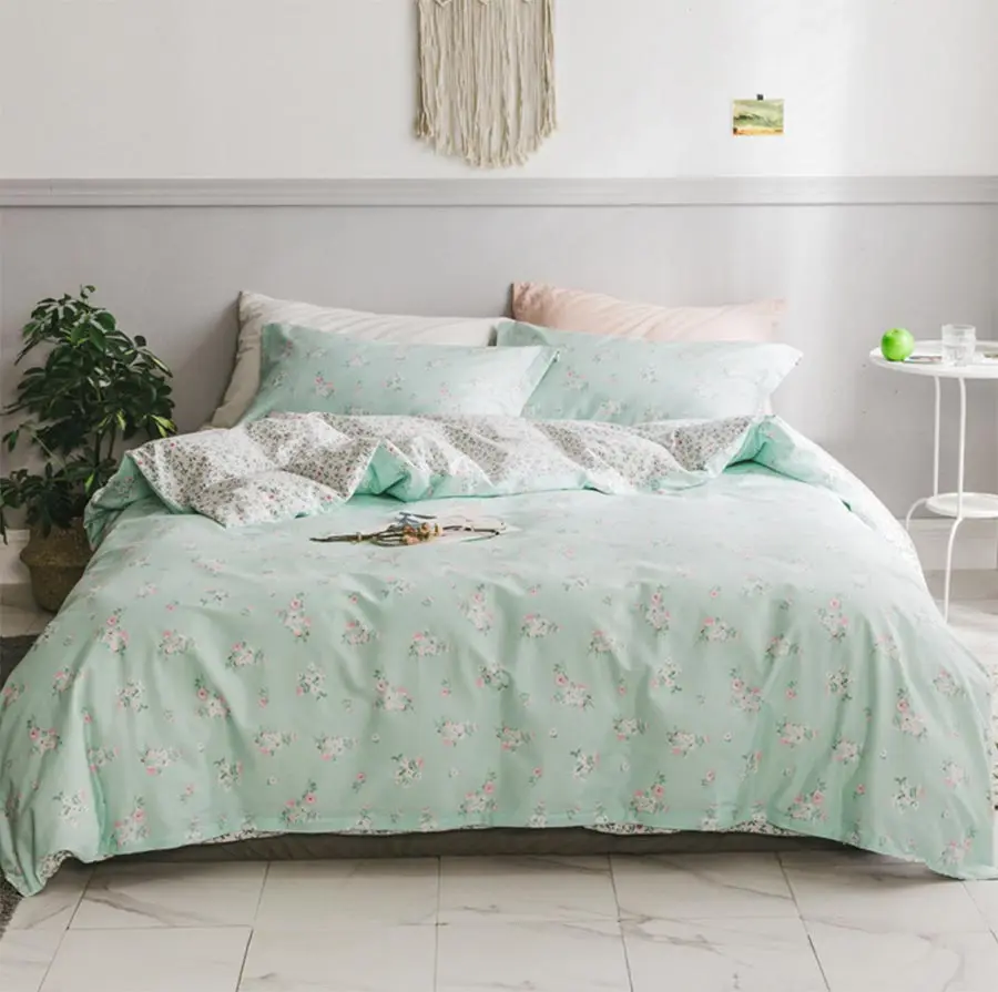 

Cute pastoral flower single double bedding set adult,twin full queen king cotton home textile flat sheet pillow case quilt cover