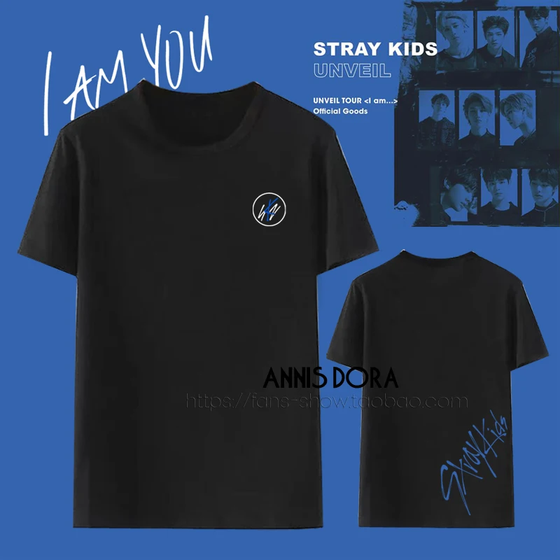 

Stray Kids UNVEIL TOUR I AM YOU LOGO Short sleeved T shirt