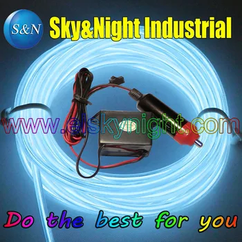 

White-3M EL wire+12v Inverter +Cigar lighter /Set -High Quality (3Set / Lot Only 29USD ) for Car decoration