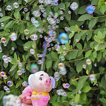 

Cute Cartoon Pig Bubble Blower Machine Gun Light Music Kids Toy Gift summer fun rubble kit
