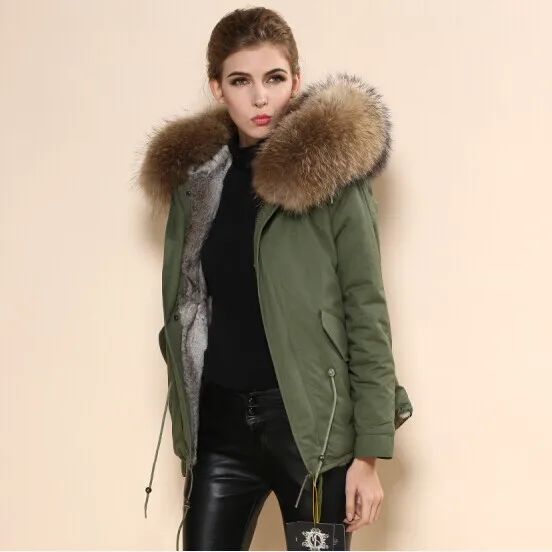 2015 nuevo estilo mujeres y hombres nombre marca de alta calidad Mr furs venta verde piel Collar tela Trench - 1