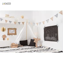 Laeacco палатка Wigwam Детские вечерние серые настенные флаги Одеяло Подушка будуар интерьер фото фон для фотостудии