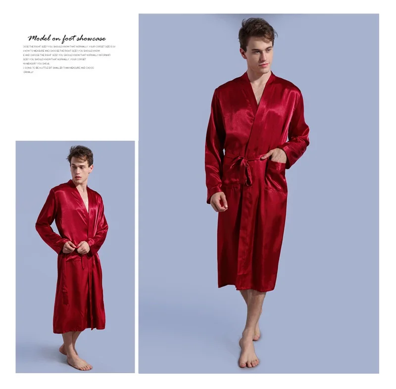 Red silklike robe long sleeve (1)
