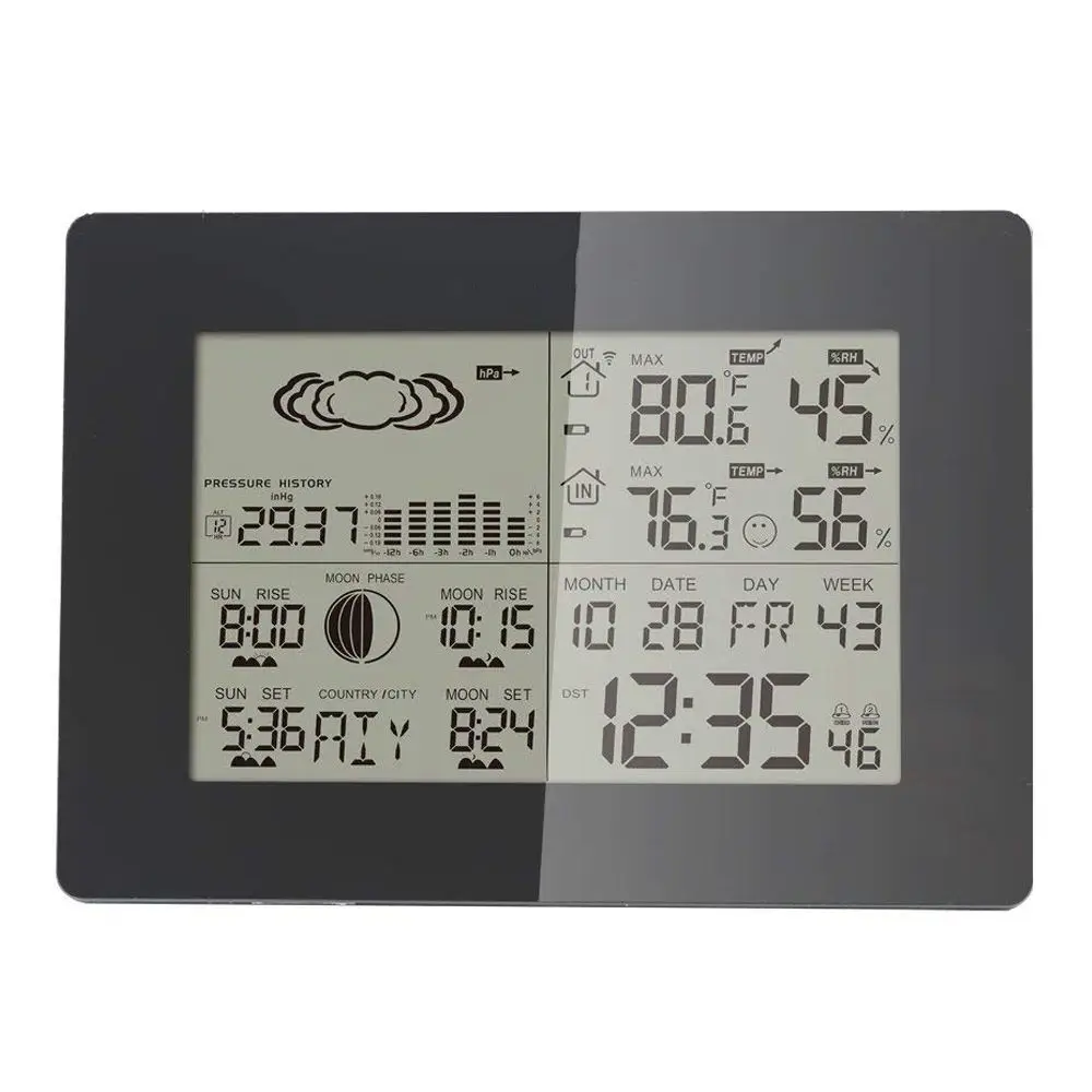 

Weather Station, Indoor Outdoor Thermometer Wireless Temperature and Humidity Monitor with Barometer, Weather Forecast, Alarm