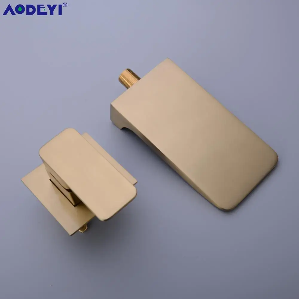 AODEYI скрытый латунный водопад для ванной комнаты, смеситель для раковины, 1/2 CD матовый золотой Одноручный смеситель для раковины, 12-078 г