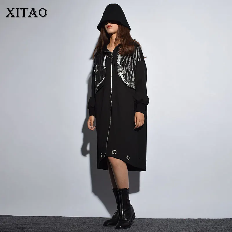 [XITAO] корейское Модное Новое Женское осеннее свободное платье с капюшоном и