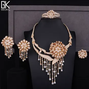 

GODKI BIG Luxury 4PCS African Jewelry Sets For Women Wedding Cubic Zircon Crystal CZ Engagement Dubai Bridal Jewelry Sets