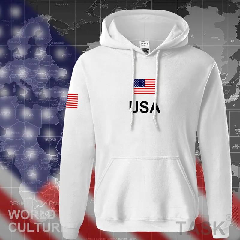 США Соединенные Штаты Америки толстовки для мужчин толстовка хип-хоп Уличная одежда Американский трикотажный спортивный костюм Национальный флаг США - Цвет: hooded white
