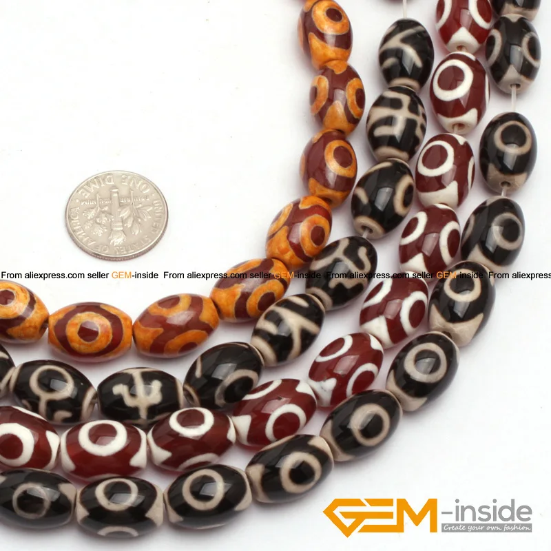 

12x16mm Olivary Rice Dzi Beads Tibet Agat Strand 15" Natural agat Stone Beads Loose Beads For Jewelry Making Free Shipping