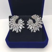 Брендовые большие серьги-гвоздики с кубическим цирконием для женщин, модные ювелирные изделия, двойные свадебные серьги, аксессуары Brincos