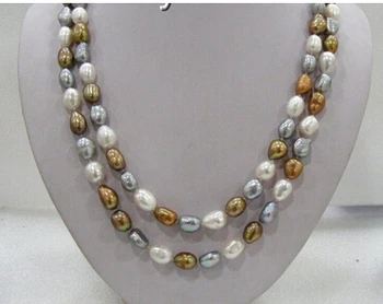 

Genuine Luster 48"12mm Baroque White Coffee Gray Natural Cultured Pearl Necklace Factory Wholesale Price Women Giftword Jewelry