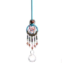 H& D автомобильный талисман Ловец снов для зеркала заднего вида для женщин с хрустальным шариком призмы Радужный производитель солнцезащитный Ловец для окна(синий