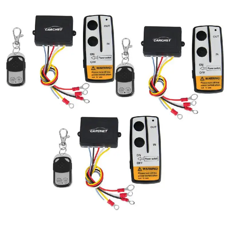 

CARCHET 3 pcs Wireless Winch Remote Control Set Kit 12V For Truck Jeep SUV ATV