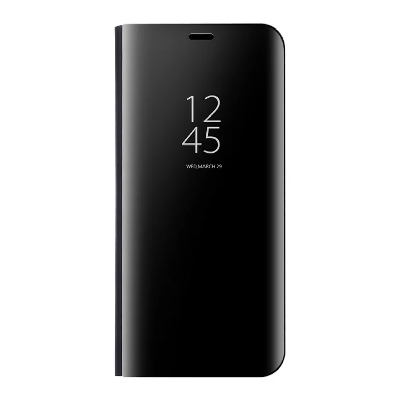 Чехол для Xiaomi Redmi Note 7 Pro с прозрачным покрытием, кожаный чехол для Xiaomi Redmi Go, откидной зеркальный чехол для Xiaomi Redmi Note 7 - Цвет: Black