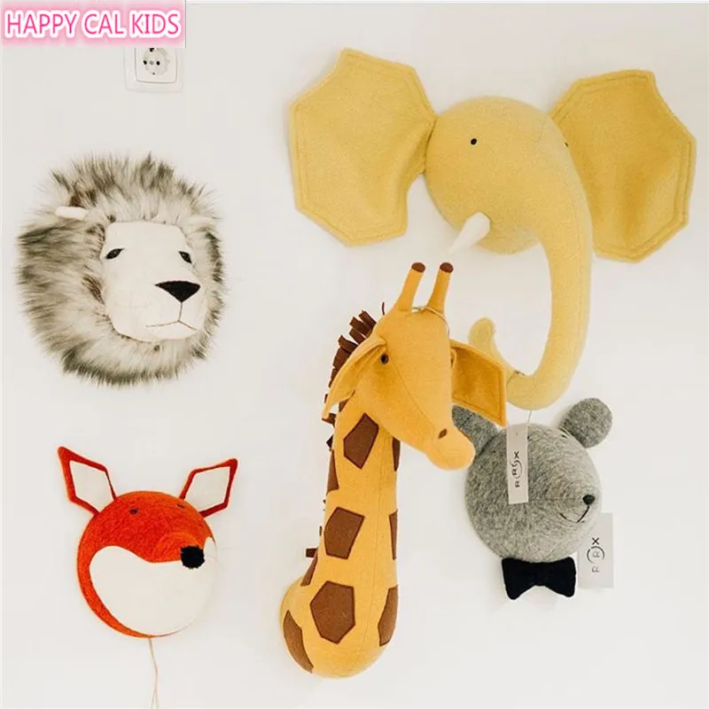 

Animal Head Elephant Deer Fox Swan Lion Tiger Head For Baby Room Decor Baby Kids Bedroom Hangings Wall Decor Gifts