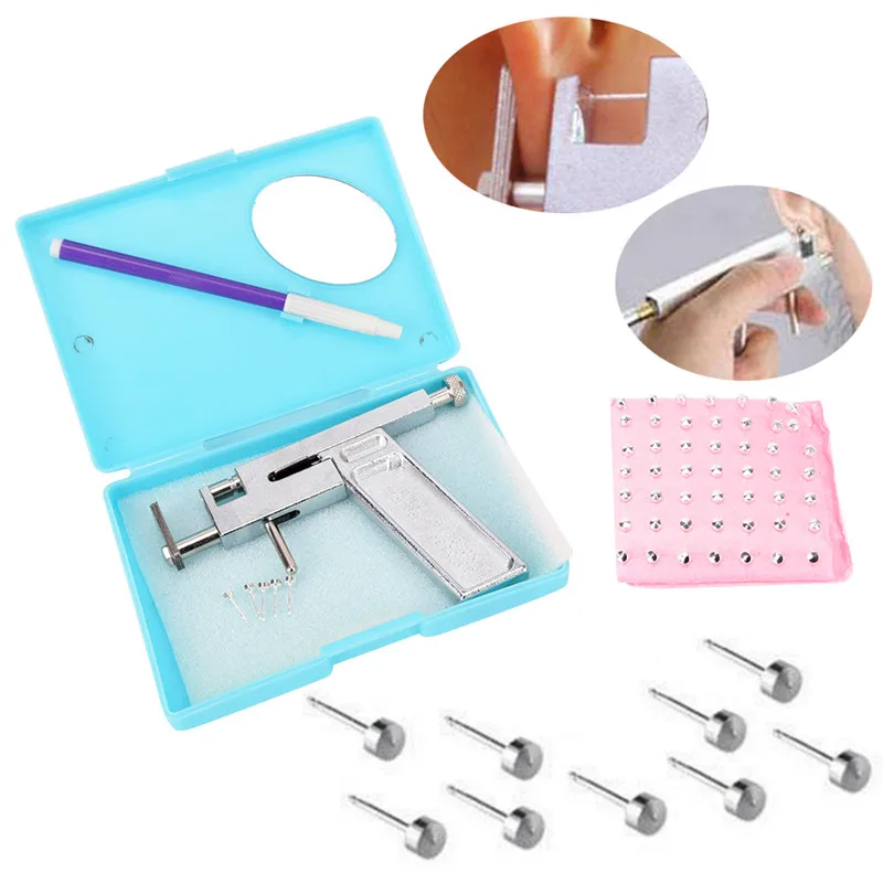 Pro Steel Ear Nose Navel Body Piercing Gun Tool Kit 98pcs Instrument