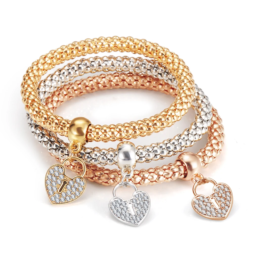 Cheap Price 3Pcs/Set Bracelets&Bangles Jewelry Gold/Silver Color