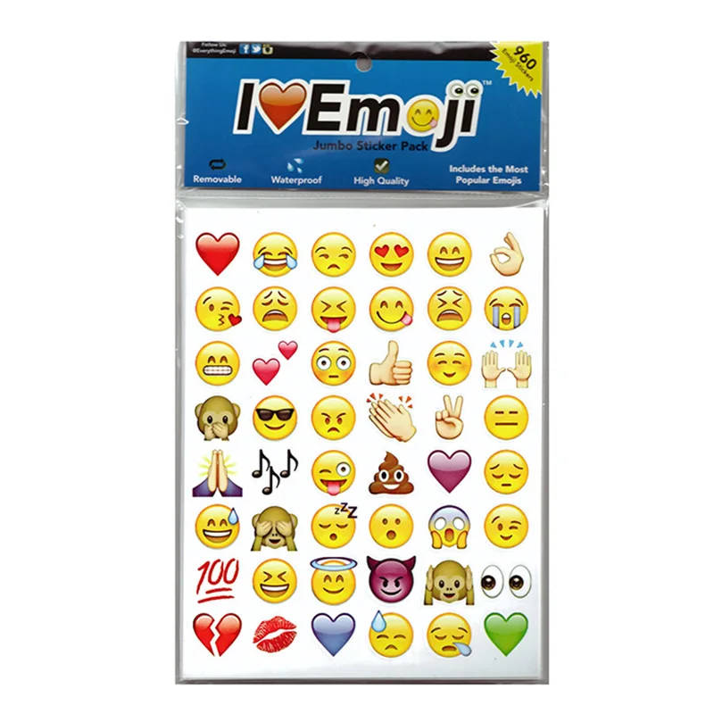 

4 Sheets Kawaii 48 Die Emoji Smiley Vinyl Stickers on Laptop Notebooks Message Creative Cartoon Sticker Toys for Children