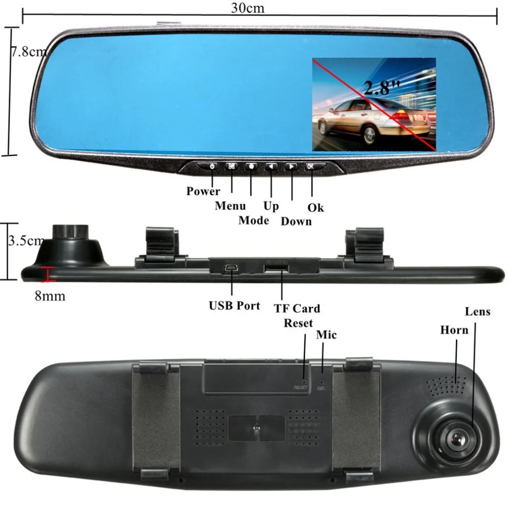 1080P Full HD зеркало заднего вида с ночным видением Автомобильный видеорегистратор Dash Cam с углом обзора 90 градусов Автомобильный видеорегистратор автомобильные аксессуары