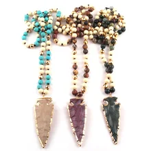Модные камни гематитовые бусины подвеска в форме стрелы женское эффектное ожерелье