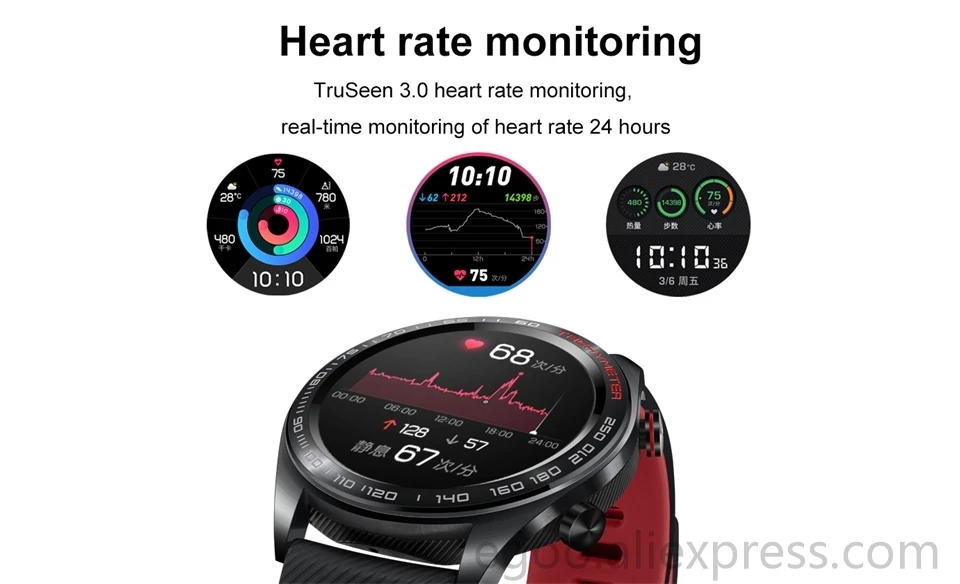 Новейший huawei honor watch magic smartwatch 1,2 дюймов AMOLED сенсорный экран heartrate мониторинг BT4.2 BLE gps 5ATM водонепроницаемый