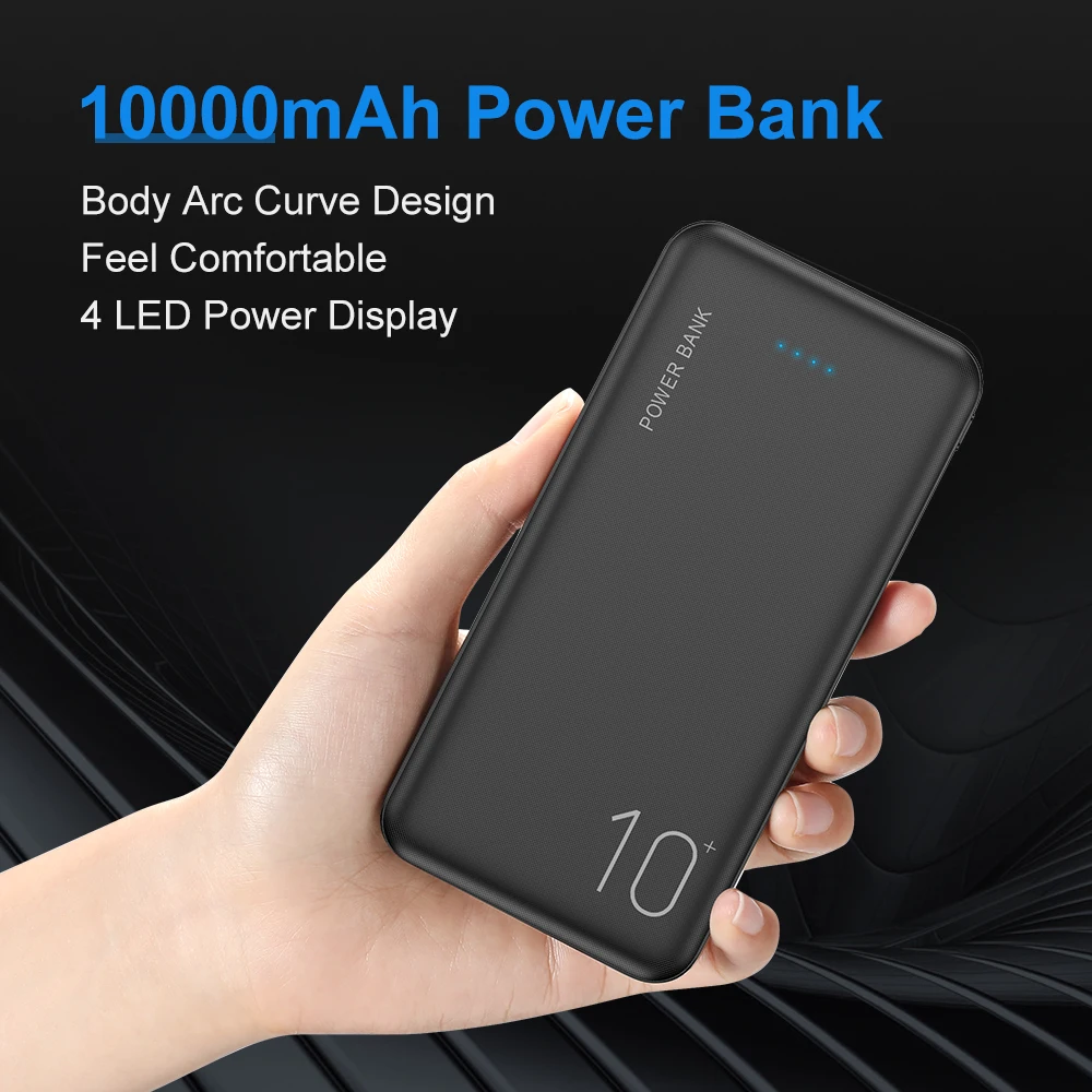 FLOVEME 10000mAh Power Bank Triple Output Portable Mobile Phone Charger External Battery For iPhone Samsung Xiaomi Phones Tablet