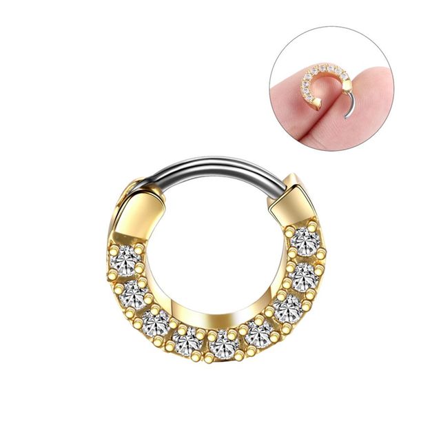 Copper Nose Hoop Septum Rings Crystal Ear Helix Clicker Piercings CZ Cartilage Daith Rook Earring Tragus Piercings Jewelry