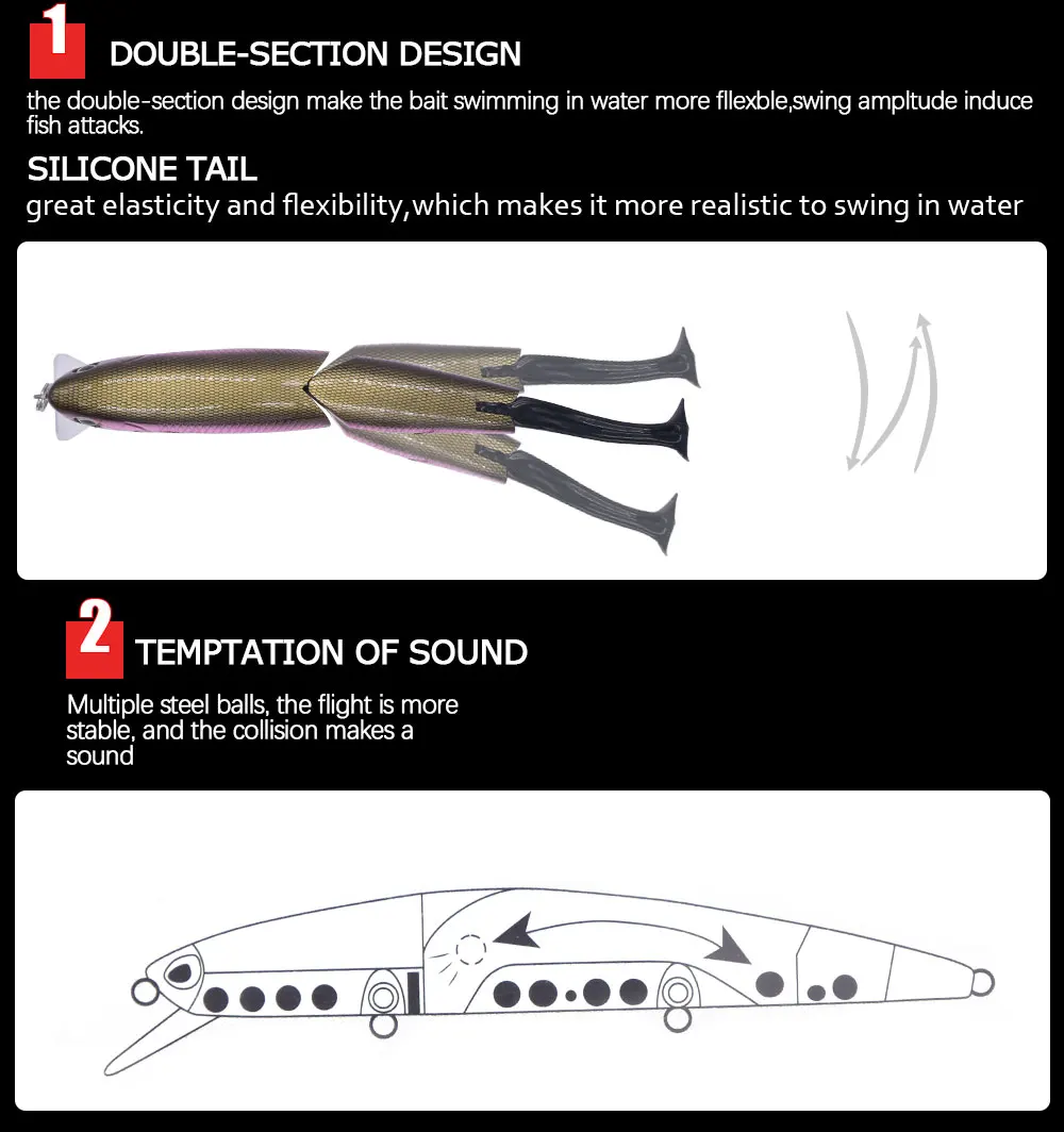 Makebass 9.84in1.59oz multi articulado wobbler iscas de
