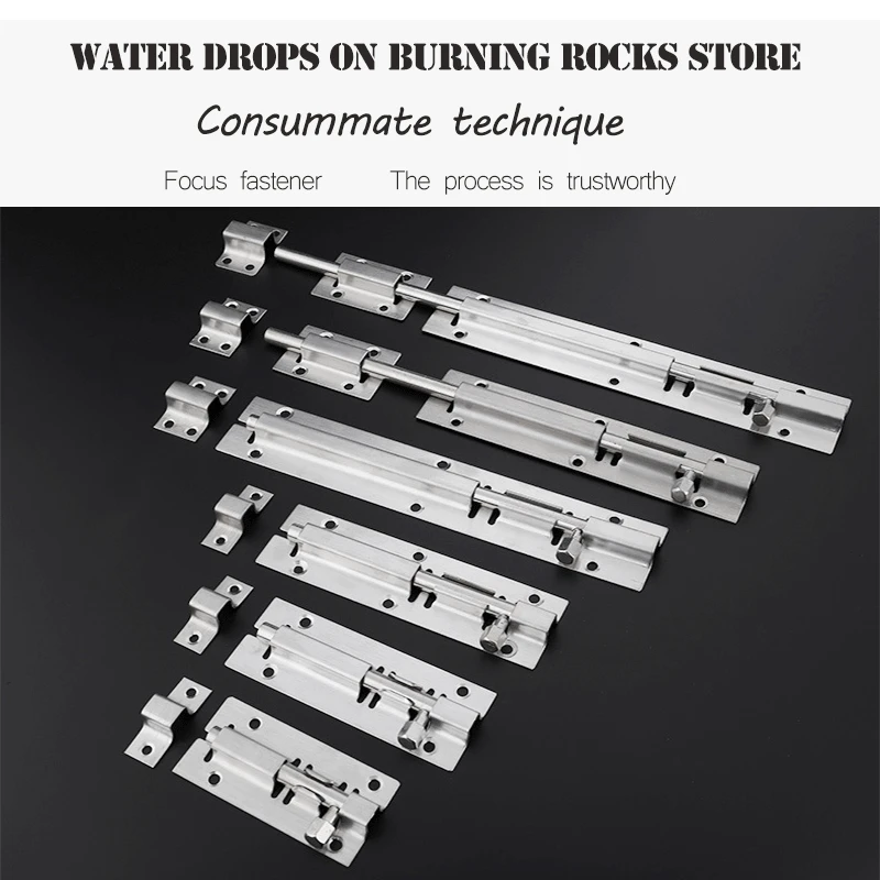 

1Pcs 3/4/5/8/10/12 Inch Long Silver 304 Stainless Steel Door Latch Sliding Lock Barrel Bolt Latch Hasp Stapler Gate Safety Lock