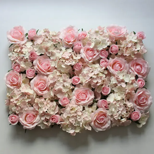 Light Pink Artificial Flower Wall for Wedding Decoration Silk Hydrangea