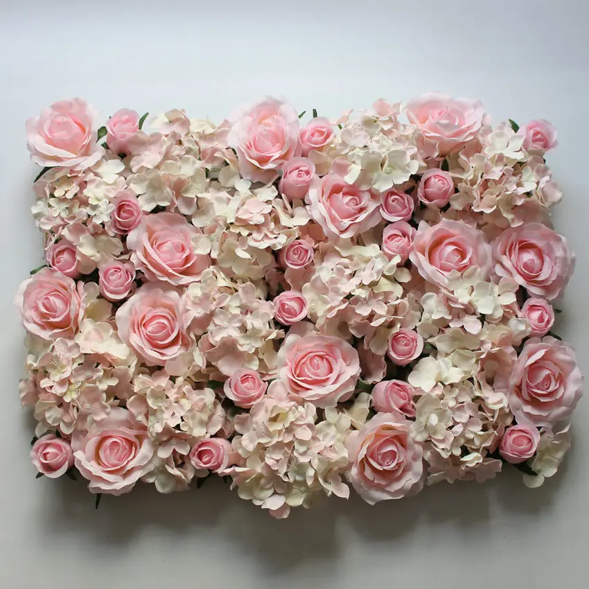 Luce Rosa Muro Fiore Artificiale per la Decorazione di Nozze di Seta Ortensie e Rose misti 60 cm * 40 cm 10 pz/lotto