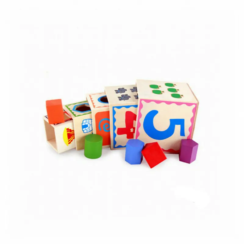 Classic Wood Shape Kit Wooden five layer shape box, children's cognition shape matching, Kids intelligent early education toys