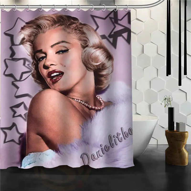 Пользовательские Marillyn Monroe занавеска для душа s ванная комната Mildewproof шторы из полиэстера водонепроницаемая ткань с крючками - Цвет: Темно-серый