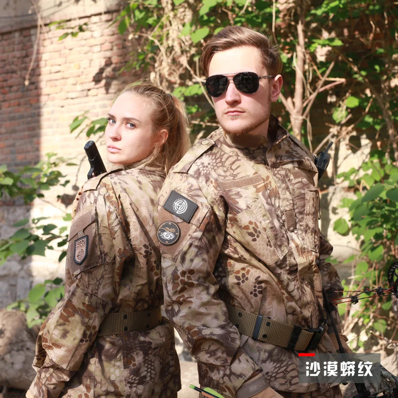 Seller Europe Russia Men Camo outdoor sets Unisex brave army military sports Green Jungle python camouflage print Camping Hunting Suits