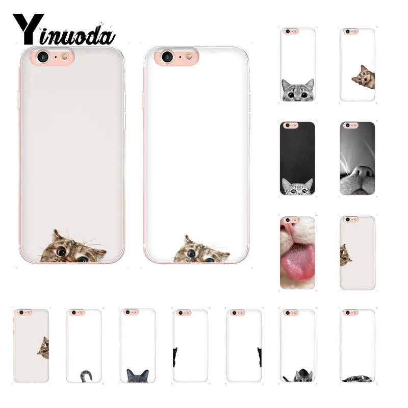 

Yinuoda Cute Cat Lovely Kitten Transparent TPU Soft Phone Cover for iPhone X XS MAX 6 6s 7 7plus 8 8Plus 5 5S SE XR