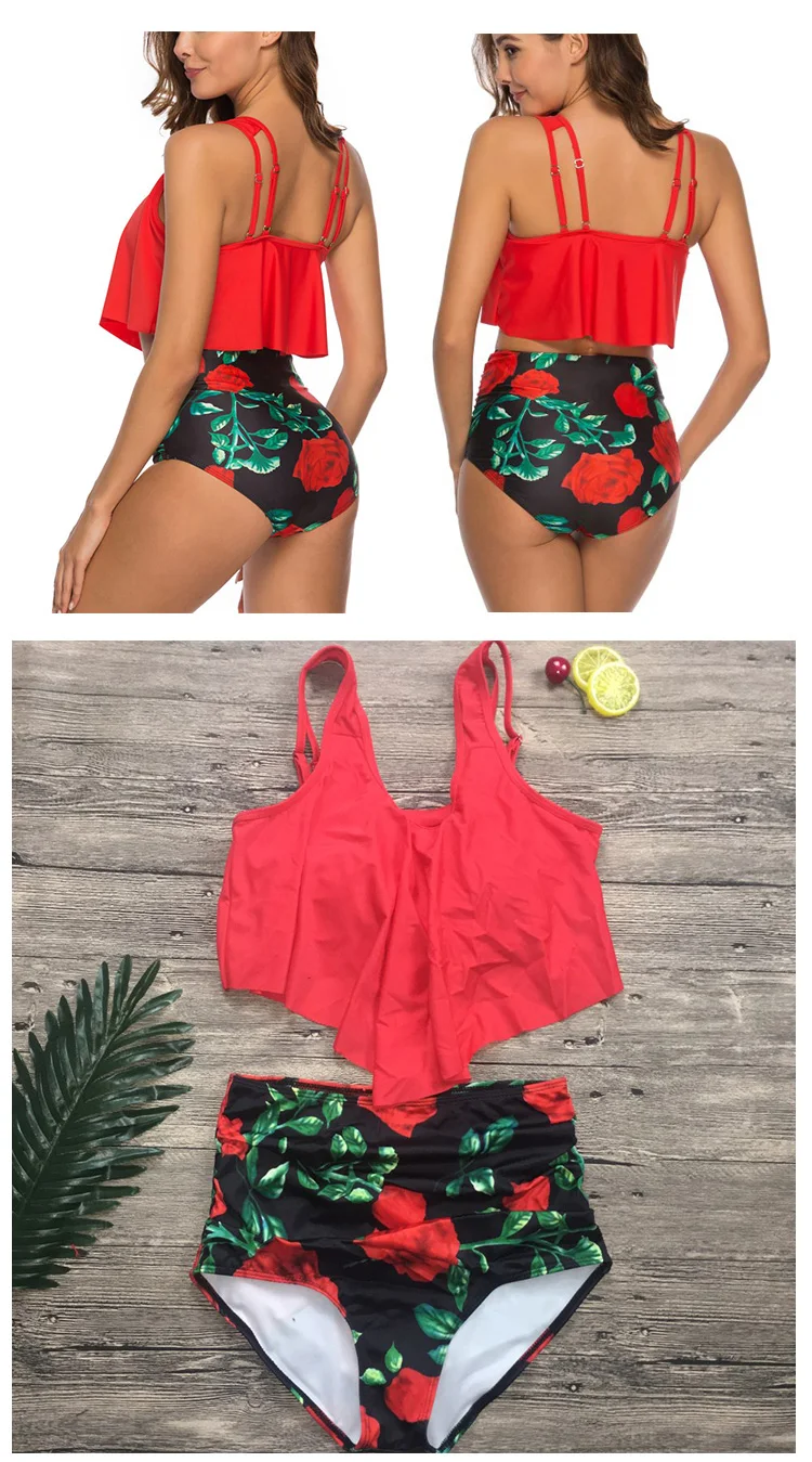 Plus-size-high-waist-floral-print-ruffle-tankini-Woman-swimsuit_04
