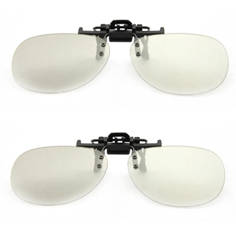 2 шт. упаковки 3D клип на очки для телевизоров/кинотеатров/фильмов поляризованные очки(RealD), пассивные круговые поляризованные реальные D 3D очки