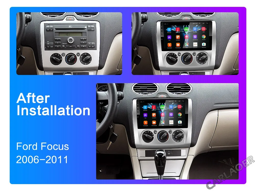 2 DIN 9 дюймов Android 8,1 gps навигация Сенсорный экран четырехъядерный автомобильный Радио для Ford Focus Exi AT2004 2005 2006 2007 2008 2009-2011