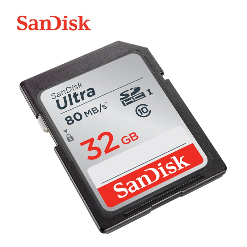 Двойной Флеш-накопитель SanDisk Ultra SD карта 16 Гб оперативной памяти, 32 Гб встроенной памяти SDHC 64 Гб 128 ГБ SDXC Class10 слот для карт памяти C10 записи видео в формате FULL HD 80 МБ/с. USH-1 для Камера