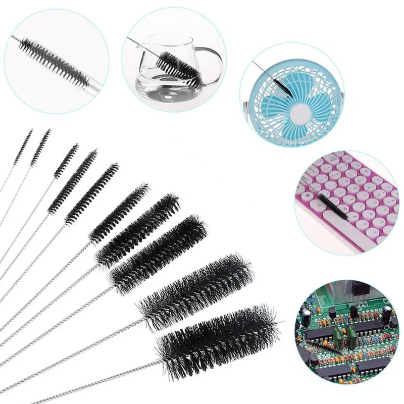 

10pcs Nylon Cleaning Brush Set Drinking Pipe Bottle Tube Cleaner Teapot Straws Keyboards Cleaning Brush Kitchen Clean Tool