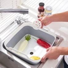 Складной пластиковый умывальник с ручкой на открытом воздухе, раковина для фруктов, овощей, слив, аксессуары для ванной комнаты, сумка органайзер