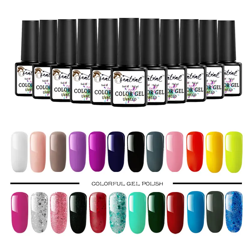 

Beateal 29 Colors 8ml Pure Semi-Permanent UV Nail Gel Polish UV Gellak Varnish Lacquer Hybrid Long Lasting UV Gel Nail Polish