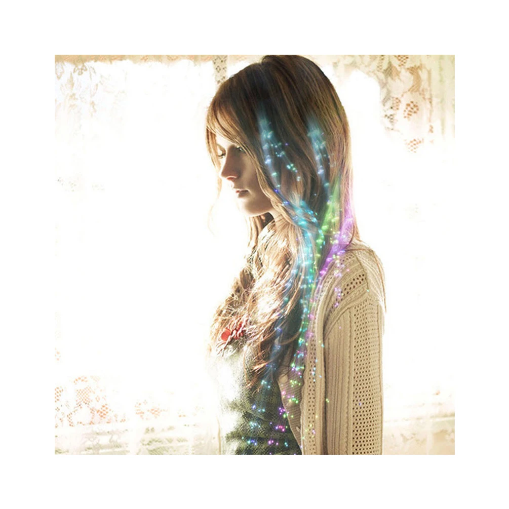 

LEDGLE Colorful Optical Fiber Set Flashing Hair Barrettes Glowing LED Hair Braid for Dancing and Parties Battery Powered 12 Pcs