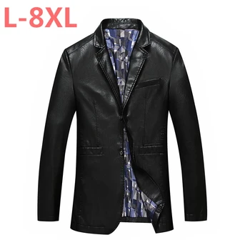 

2018 new black red suit Jackets 8XL 7XL 6XL blazer Men jacket Casual Coats Autumn winter Leather Clothing Bomber college Male