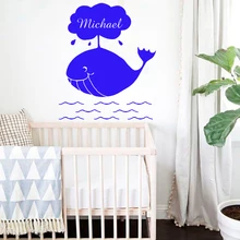 Coustom Name Animal Whale Vinyl Wall Stickers Art Wall Decor For Kids Room Bedroom Decoration Decal Wallpaper