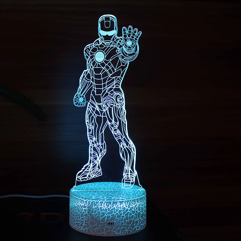 

New Marvel Hero IRON MAN 3D Visual LED Night Light Desk Lamp Micro USB Plug Home Decor Christmas Kids Gift Cartoon Toys Lustrer